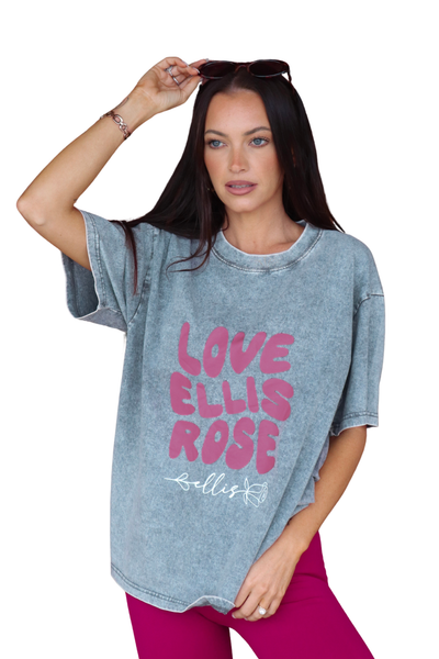 Washed Oversize Tee Grey - Love Ellis Rose Mulberry