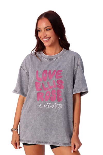 Washed Oversize Tee Grey - Love Ellis Rose Mulberry