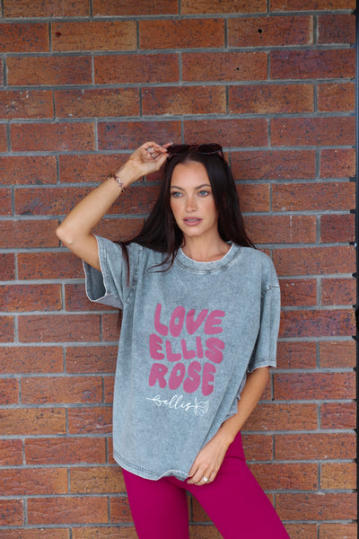 Washed Oversize Tee Grey - Love Ellis Rose Mulberry