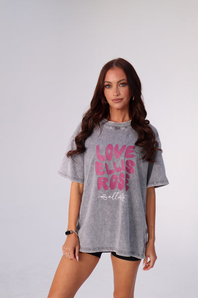 Washed Oversize Tee Grey - Love Ellis Rose Mulberry