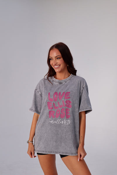 Washed Oversize Tee Grey - Love Ellis Rose Mulberry