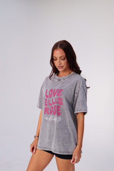 Washed Oversize Tee Grey - Love Ellis Rose Mulberry