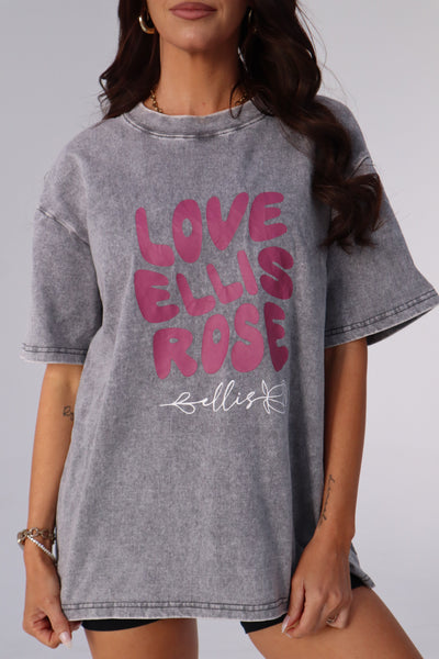 Washed Oversize Tee Grey - Love Ellis Rose Mulberry